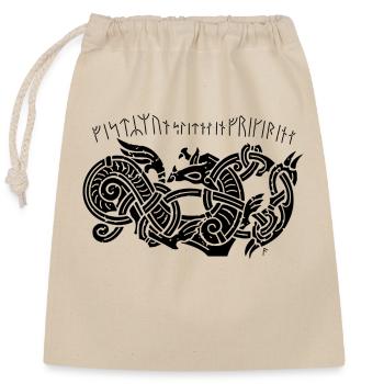Odin Geri and Freki 3 - Closable cotton gift bag (25x30cm) - nature - Front