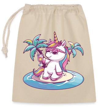 Unicorn Summer Beach Vacation - Closable cotton gift bag (25x30cm) - nature - Front