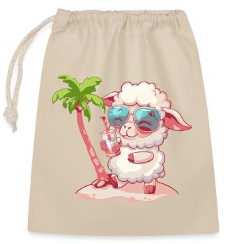 Sheep Summer Beach Holiday - Closable cotton gift bag (25x30cm) - nature - Front