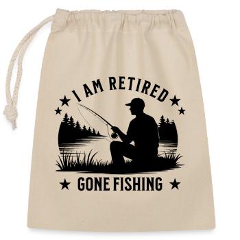 I am Retired - Gone fishing - Fisherman Silhouette - Closable cotton gift bag (25x30cm) - nature - Front