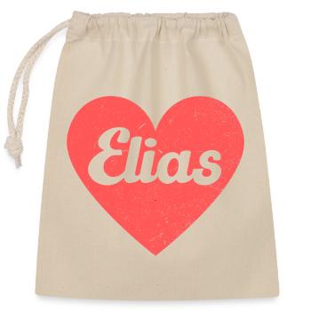 Elias Name Red Heart Love Fan Retro - Closable cotton gift bag (25x30cm) - nature - Front