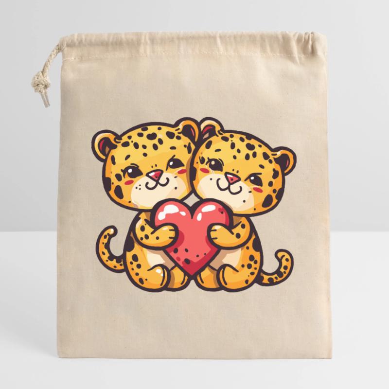 Leopard Comic Paar Liebe Verschließbarer Geschenkbeutel aus Baumwolle (25x30cm)
