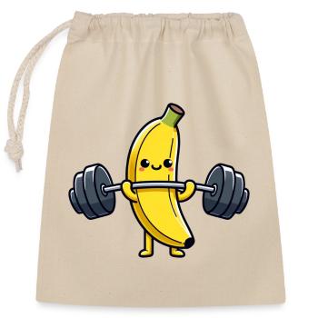 Drôle de banane soulève des poids - Sac cadeau en coton avec cordon (25 x 30 cm) - nature - Devant