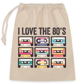 I Love The 80s 80er Kassette Mixtape Retro Lustig - Verschließbarer Geschenkbeutel aus Baumwolle (25x30cm) - Natur - Vorne
