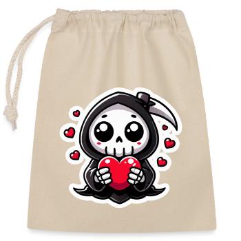 Cute Grim Reaper with heart - Verschließbarer Geschenkbeutel aus Baumwolle (25x30cm) - Natur - Vorne