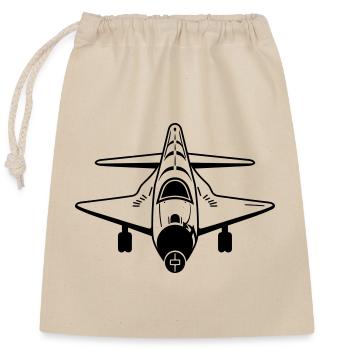 Kampfjet - Verschließbarer Geschenkbeutel aus Baumwolle (25x30cm) - Natur - Vorne