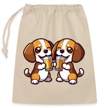 Beagle Dogs Bière Party Boisson - Sac cadeau en coton avec cordon (25 x 30 cm) - nature - Devant