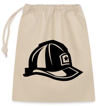 firefighter's helmet - Closable cotton gift bag (25x30cm) - nature - Front