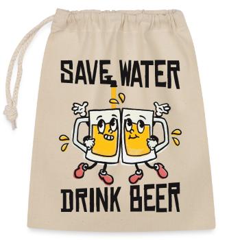 Save water Drink beer - Closable cotton gift bag (25x30cm) - nature - Front