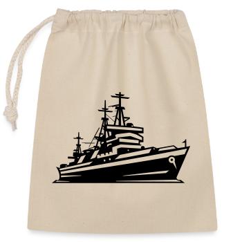 Bateau de combat - Sac cadeau en coton avec cordon (25 x 30 cm) - nature - Devant