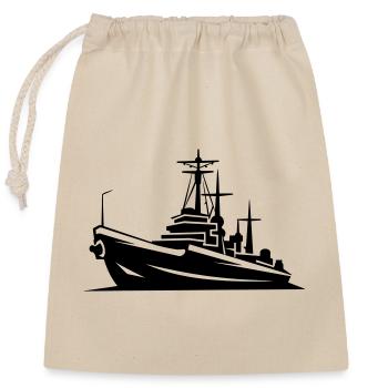 Bateau de combat - Sac cadeau en coton avec cordon (25 x 30 cm) - nature - Devant