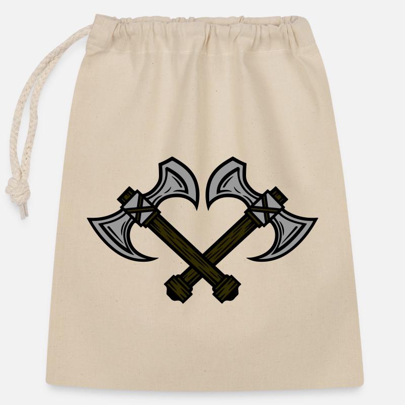 Axe Element - Closable cotton gift bag (25x30cm) - nature