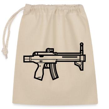 submachine gun - Closable cotton gift bag (25x30cm) - nature - Front