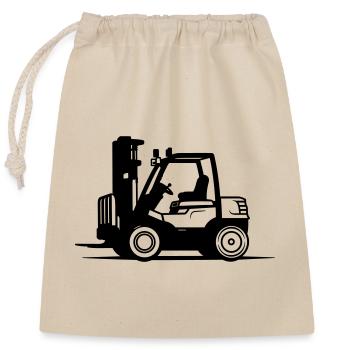 chariot élévateur - Sac cadeau en coton avec cordon (25 x 30 cm) - nature - Devant