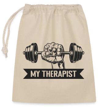 Mein Therapeut Langhantel-Fitnessstudio - Verschließbarer Geschenkbeutel aus Baumwolle (25x30cm) - Natur - Vorne