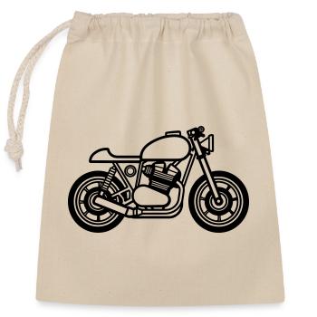 Motorrad - Verschließbarer Geschenkbeutel aus Baumwolle (25x30cm) - Natur - Vorne