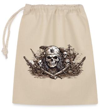 Halloween Pirate drapeau tête de mort Buccaneer Design - Sac cadeau en coton avec cordon (25 x 30 cm) - nature - Devant