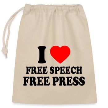 i love free speech free press - Sac cadeau en coton avec cordon (25 x 30 cm) - nature - Devant