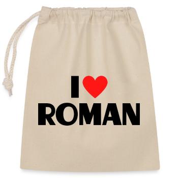 I Love Roman Heart Graphic Name Gift - Closable cotton gift bag (25x30cm) - nature - Front