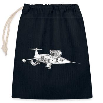 Starfighter schwarz weiß - Verschließbarer Geschenkbeutel aus Baumwolle (25x30cm) - Navy - Vorne