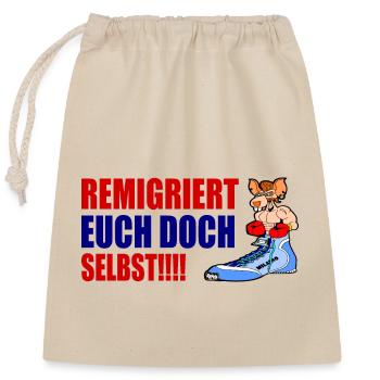 Remigrez vous-mêmes - Sac cadeau en coton avec cordon (25 x 30 cm) - nature - Devant