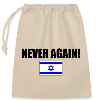 Never again - israel - Verschließbarer Geschenkbeutel aus Baumwolle (25x30cm) - Natur - Vorne