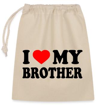i love my brother - Sac cadeau en coton avec cordon (25 x 30 cm) - nature - Devant
