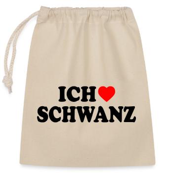 Ich liebe schwanz - Verschließbarer Geschenkbeutel aus Baumwolle (25x30cm) - Natur - Vorne