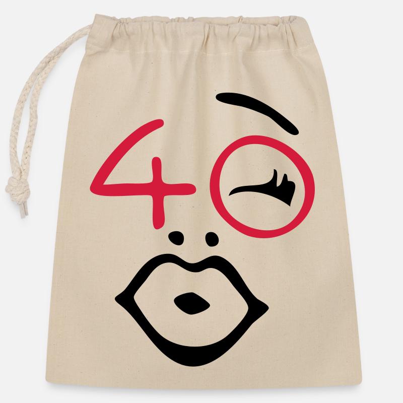 Wow, enfin, 40! - Sac cadeau en coton avec cordon (25 x 30 cm) - nature