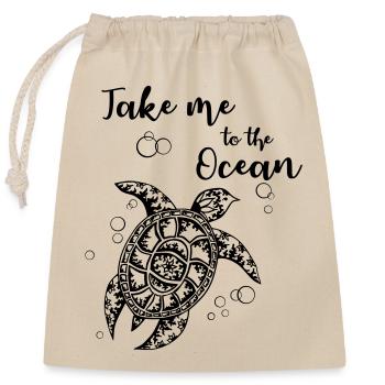 Take me to the Ocean - Closable cotton gift bag (25x30cm) - nature - Front