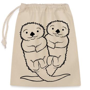 Otter Pair Sweet - Closable cotton gift bag (25x30cm) - nature - Front