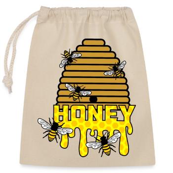 Ruche de miel d’abeille - Sac cadeau en coton avec cordon (25 x 30 cm) - nature - Devant