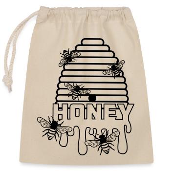 Ruche de miel d’abeille - Sac cadeau en coton avec cordon (25 x 30 cm) - nature - Devant