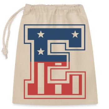 Buchstabe E USA - Verschließbarer Geschenkbeutel aus Baumwolle (25x30cm) - Natur - Vorne