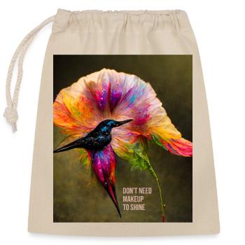 Courageux et fort - un slogan motivant pour les femmes - Sac cadeau en coton avec cordon (25 x 30 cm) - nature - Devant