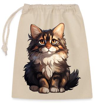 Maine Coon Katze - Verschließbarer Geschenkbeutel aus Baumwolle (25x30cm) - Natur - Vorne