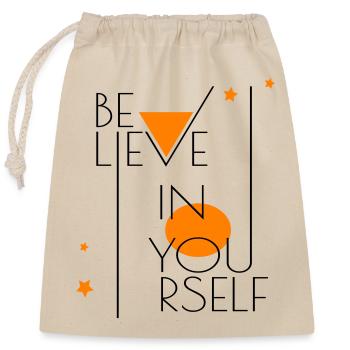believe in yourself - Closable cotton gift bag (25x30cm) - nature - Front