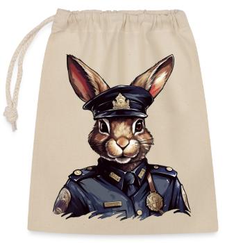 Police des lapins - Sac cadeau en coton avec cordon (25 x 30 cm) - nature - Devant