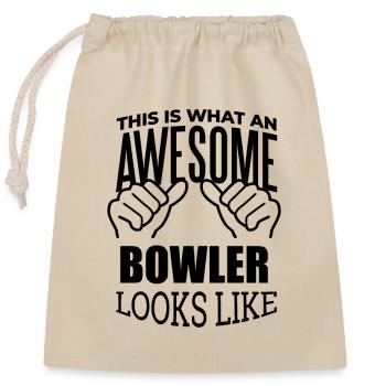 Bowling - Closable cotton gift bag (25x30cm) - nature - Front