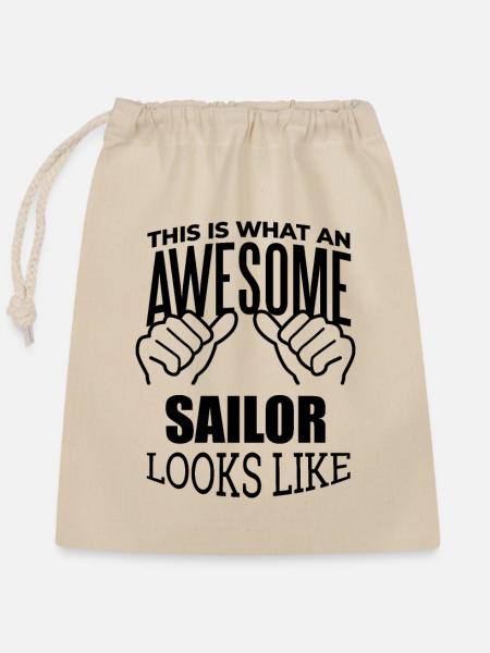 Sailor Sailor Sailor - Verschließbarer Geschenkbeutel aus Baumwolle (25x30cm) - Natur
