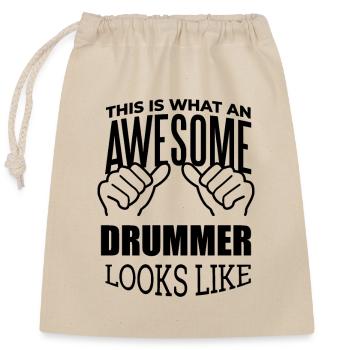 Drummer - Closable cotton gift bag (25x30cm) - nature - Front