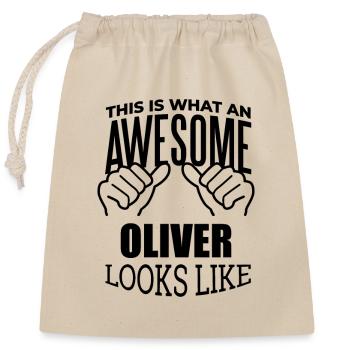 Oliver - Closable cotton gift bag (25x30cm) - nature - Front