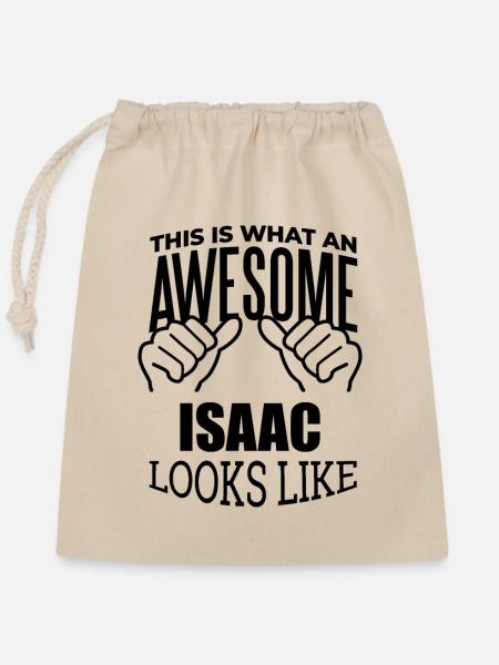 Isaac Isaac Isaac - Verschließbarer Geschenkbeutel aus Baumwolle (25x30cm) - Natur