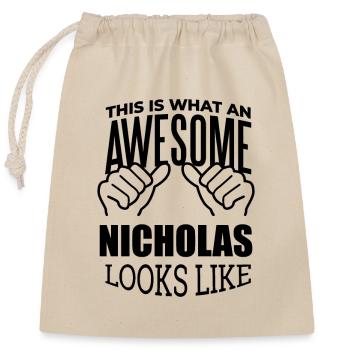 Nicholas - Closable cotton gift bag (25x30cm) - nature - Front