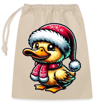Noël Canard Sucré - Sac cadeau en coton avec cordon (25 x 30 cm) - nature - Devant