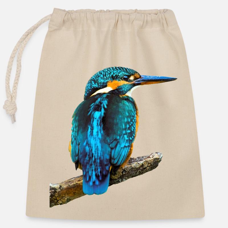 Eisvogel Alcedo atthis - Verschließbarer Geschenkbeutel aus Baumwolle (25x30cm) - Natur