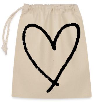 Drawn Heart Valentine's Day - Closable cotton gift bag (25x30cm) - nature - Front