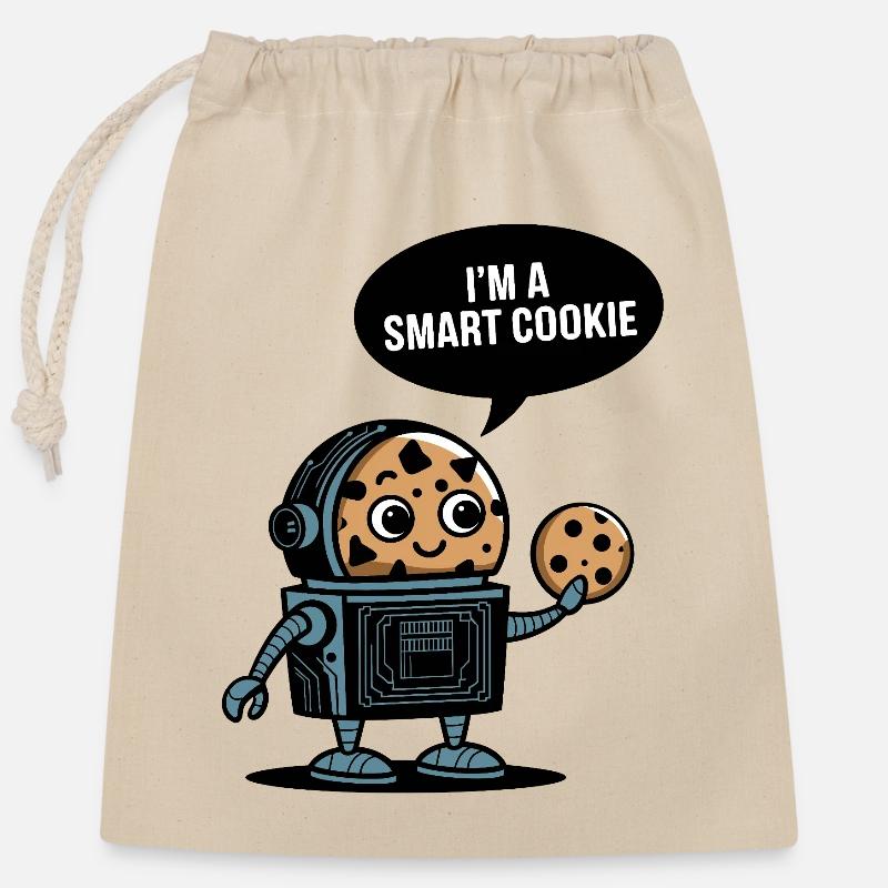 Robot cookie intelligent - Sac cadeau en coton avec cordon (25 x 30 cm) - nature