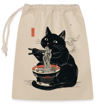 Ramen Kitty - Closable cotton gift bag (25x30cm) - nature - Front