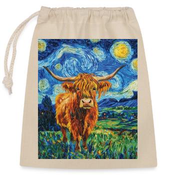 Highland Cow - Closable cotton gift bag (25x30cm) - nature - Front